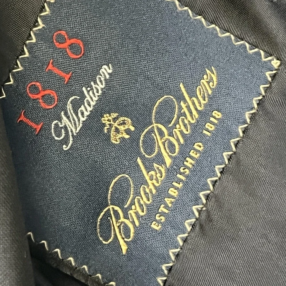 Brooks Brothers Blazer Mens 45R Black Wool 1818 Madison Loro Piana Gold‎ Buttons